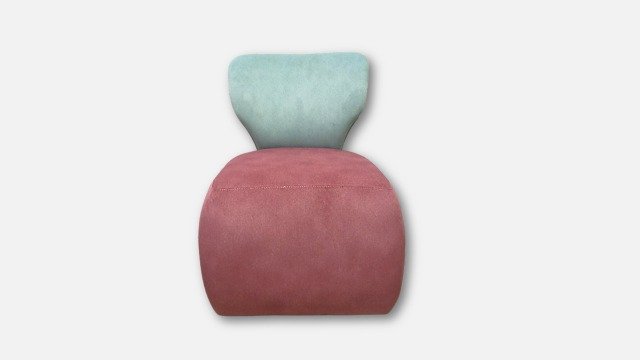  Boho Scandinavian Accent Chair with low backrest soft curves, and dual-tone fabric